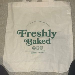 “Freshly Baked” cream tote bag